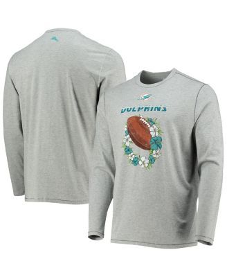 Men's Heathered Gray Miami Dolphins Sport Lei Pass Long Sleeve T-shirt