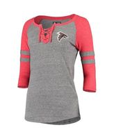 Women's New Era Red Atlanta Falcons Raglan Lace-Up T-Shirt Size: Medium