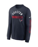 Nike Men's Navy Houston Texans Fan Gear Color Bar Long Sleeve T-shirt