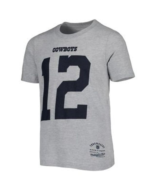 Troy Aikman Dallas Cowboys Mitchell & Ness Youth Retired Retro Player Name  & Number T-Shirt - Heathered Gray