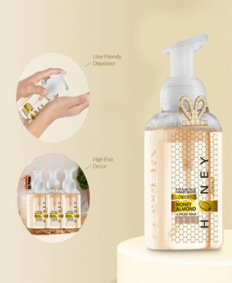 Hand Foaming Soap in Honey Almond, Moisturizing Hand Soap with Flawless Crystal Heart Bracelet - Hand Wash Set, 4 Piece