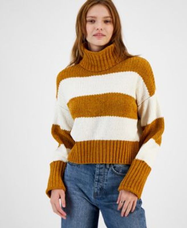 Hippie Rose Juniors' Chenille Striped Turtleneck Sweater | Hawthorn Mall