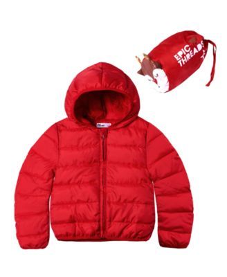 Girls Solid Packable Jacket with Bag