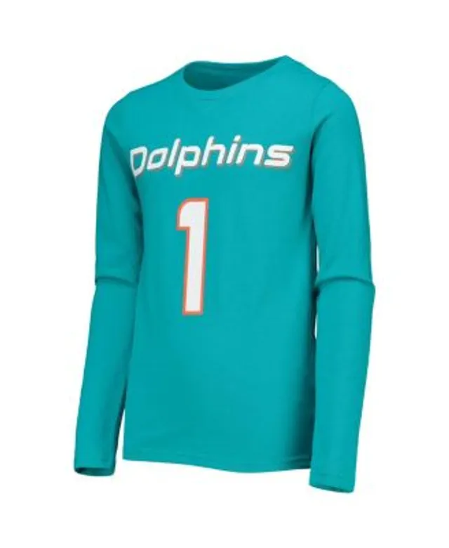 Outerstuff Youth Boys Tua Tagovailoa Aqua Miami Dolphins Mainliner Player  Name and Number Long Sleeve T-shirt