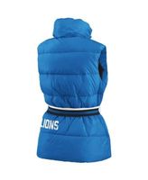 Women's Blue Detroit Lions Full-Zip Puffer Vest with Belt