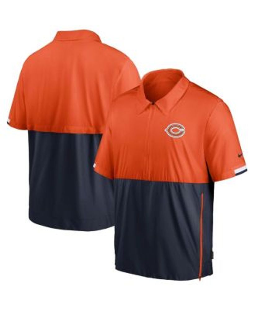 Nike Men's Orange and Navy Chicago Bears Sideline Coaches Half-Zip