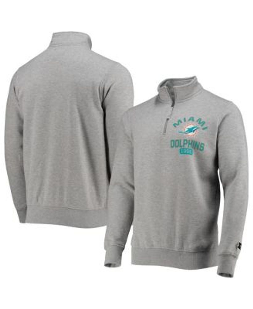 Starter Men's Heather Gray Miami Dolphins Heisman Quarter-Zip Jacket