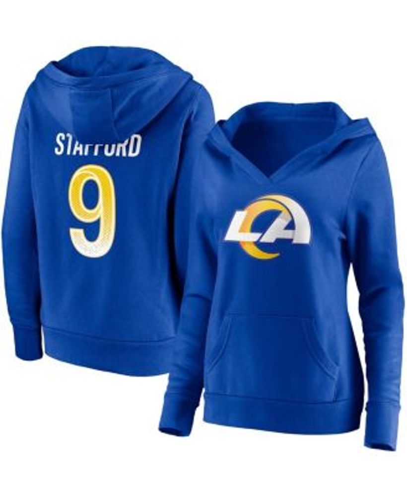 Fanatics Women's Branded Matthew Stafford Royal Los Angeles Rams Player  Icon Name and Number V-Neck Pullover Hoodie