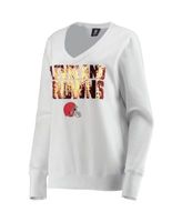 Women's Pittsburgh Steelers White Cuce Victory V-Neck Pullover Sweatshirt