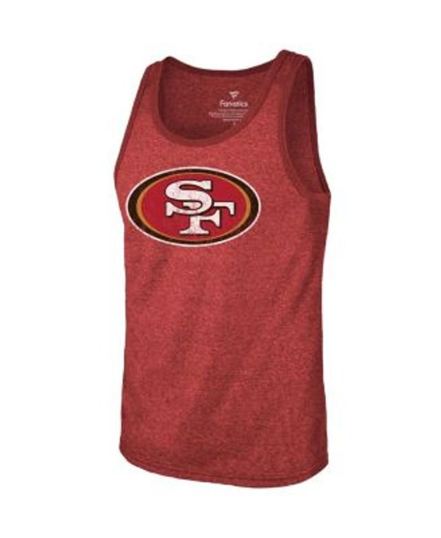 Women's Majestic Threads Heathered Scarlet San Francisco 49ers Name &  Number Tri-Blend Tank Top