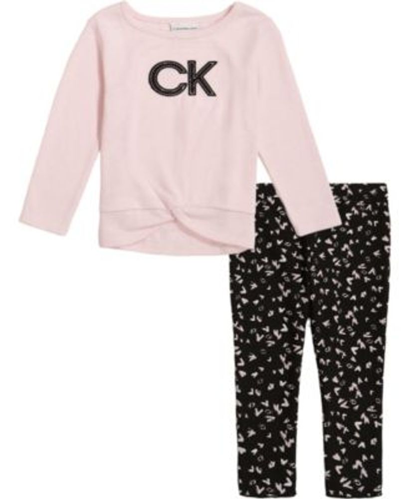 Girls Logo Sweater and Floral Ribbed Leggings
