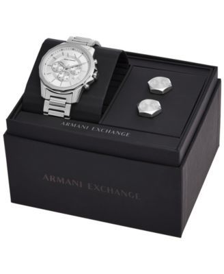 A|X Armani Exchange Women's Chronograph Silver-ToneStainless Steel Bracelet  Watch, 44mm and Cuff Links Gift Set | Mall of America®