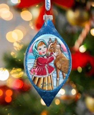 Girl with Horse Drop Holiday Ornament