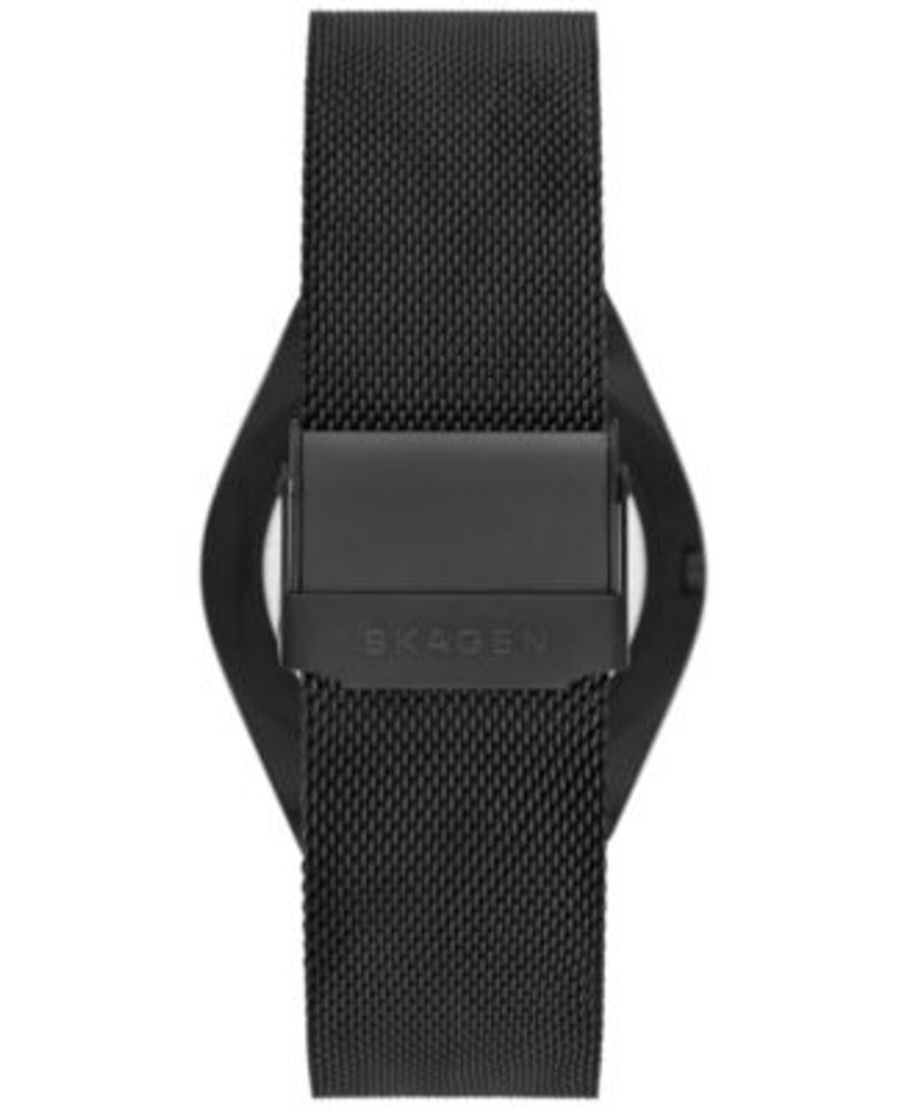 Women's Grenen Three-Hand Date Black Stainless Steel Mesh Strap Watch, 37mm