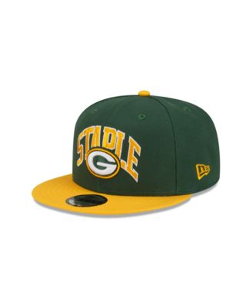 Men's New Era Green/Gold Green Bay Packers Wordmark Flow 9FIFTY