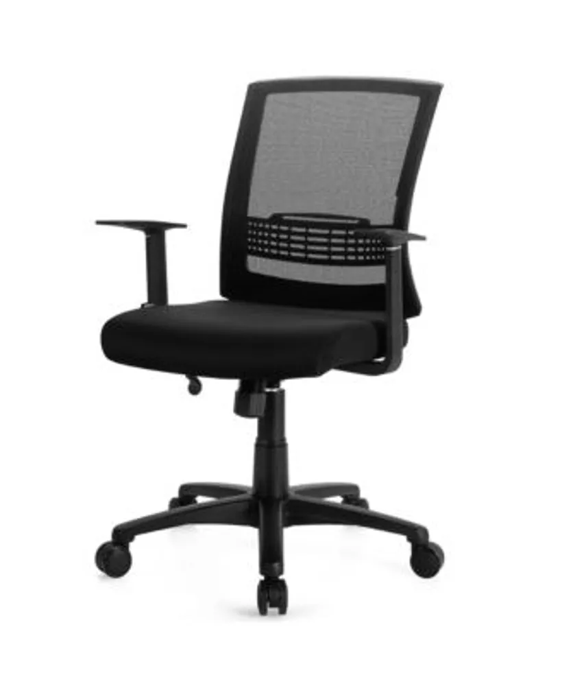 Costway Mid Back Armless Office Chair Adjustable Swivel Fabric Task Desk  Chair