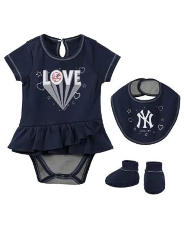 Newborn & Infant Navy/Red Boston Red Sox Three-Piece Love of Baseball Bib Bodysuit Booties Set