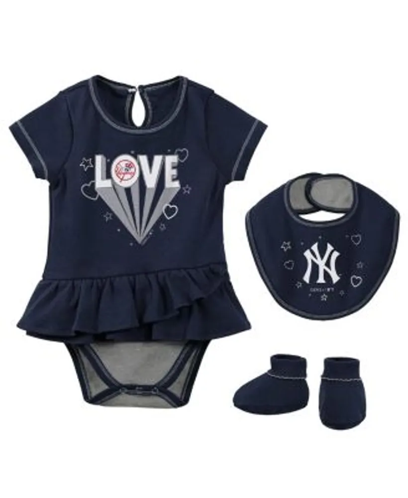 Girls Newborn & Infant Navy Boston Red Sox 3-Piece Home Plate Bodysuit Bib  & Booties Set