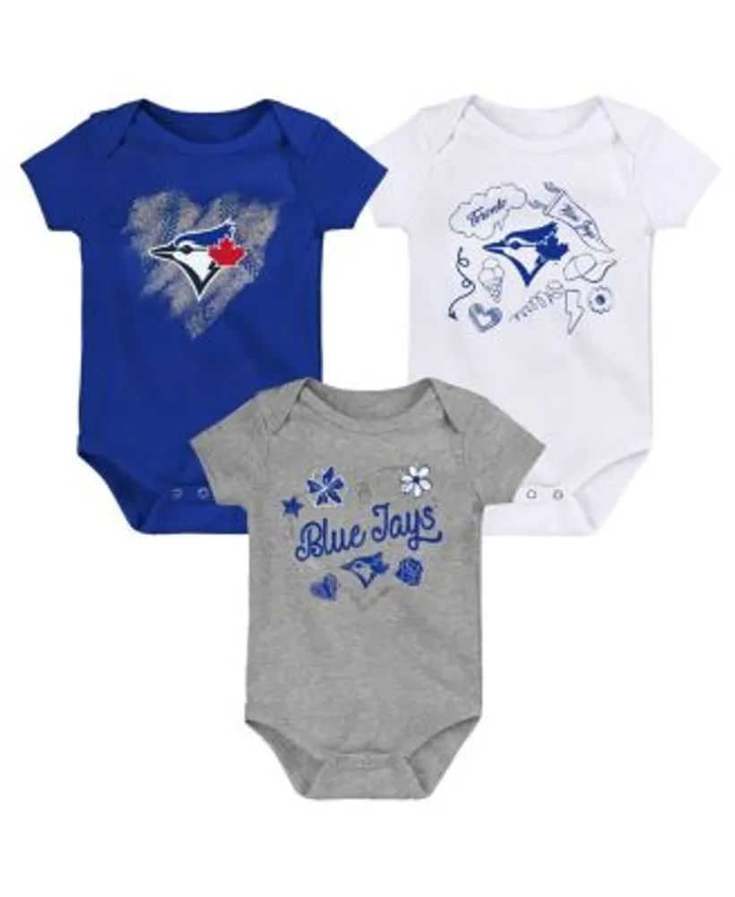 Outerstuff Infant Boys and Girls Royal, White, Heathered Gray Toronto Blue  Jays Batter Up 3-Pack Bodysuit Set