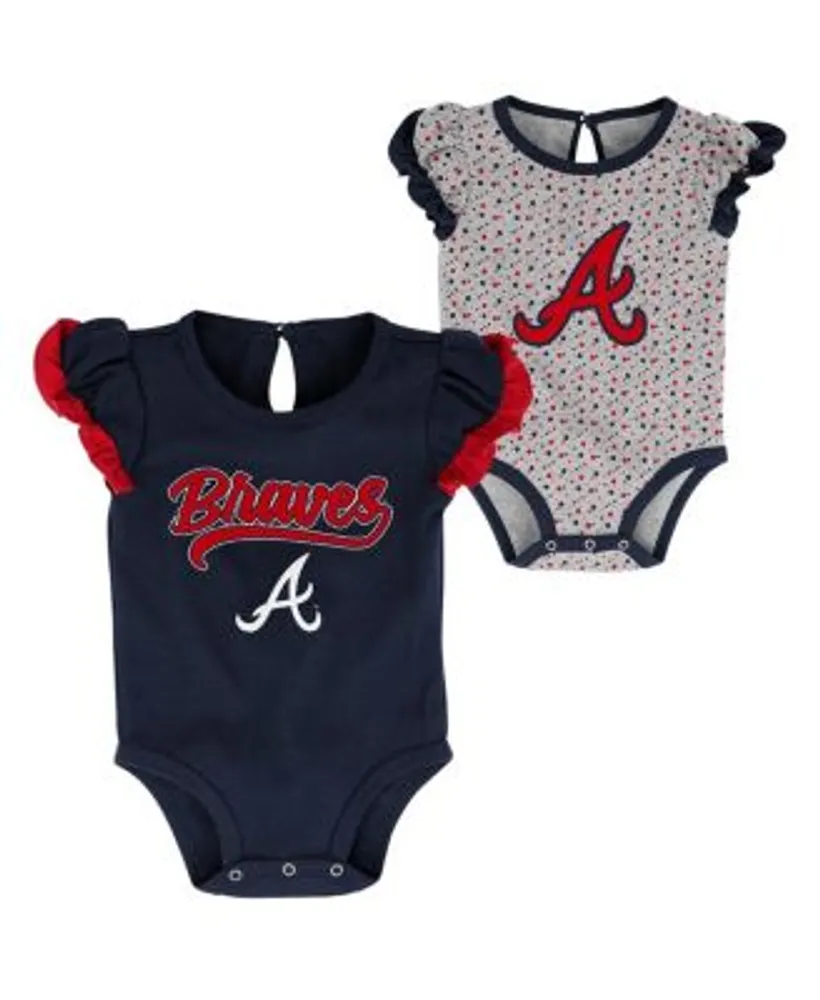 Newborn & Infant Atlanta Braves Navy/Red/Heathered Gray Game Time Three-Piece Bodysuit Set