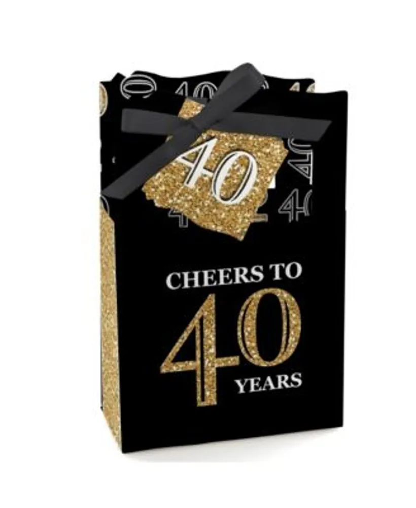 Big Dot of Happiness - Cheers and Beers to 50 Years - Square Favor Gift Boxes - 50th Birthday Party Bow Boxes - Set of 12