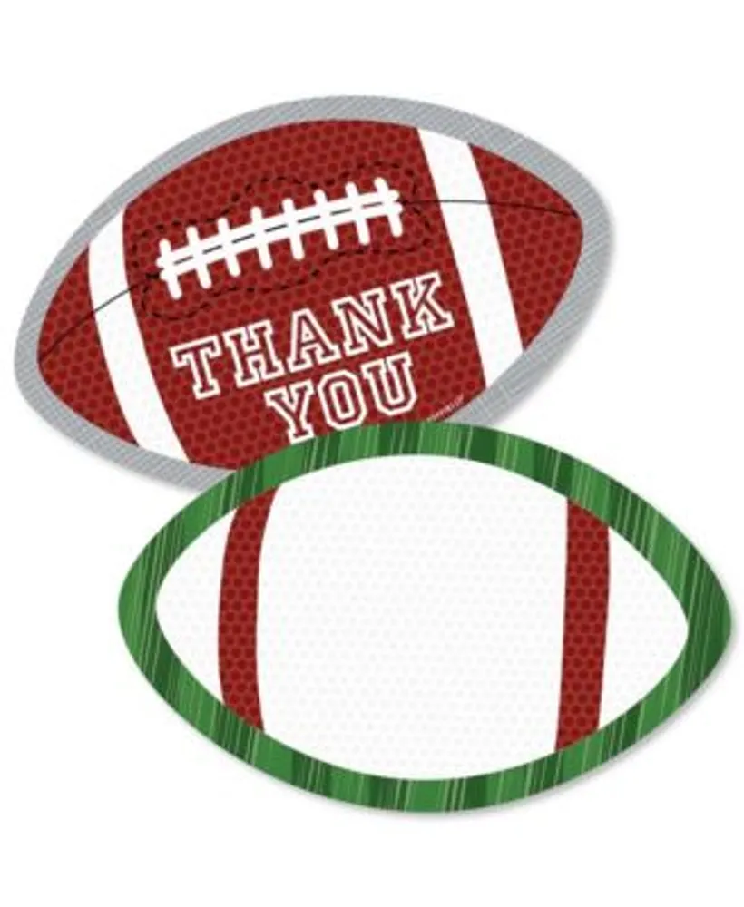 Big Dot of Happiness End Zone - Football - Party Shaped Thank You Cards with Envelopes