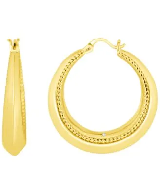 Twisted Rope Edge Detail Hoop Earring in 18K Gold Plated Brass