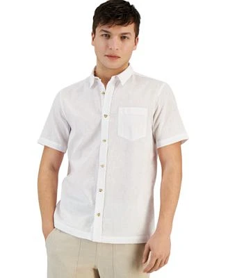Men's Blake Linen Chambray Short Sleeve Button-Front Shirt, Created for Macy's