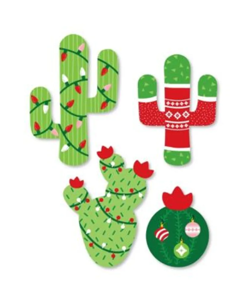 Big Dot of Happiness Merry Cactus - Paper Straw Decor - Christmas