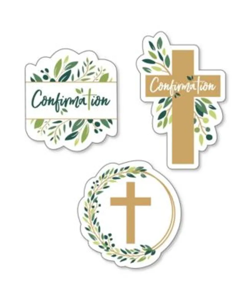 Big Dot of Happiness Elegant Cross - Religious Party Circle Sticker Labels  - 24 Count