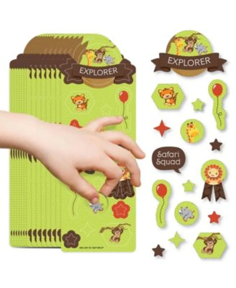 Big Dot of Happiness Funfari - Fun Safari Jungle - Favor Kids Stickers - 16  Sheets - 256 Stickers