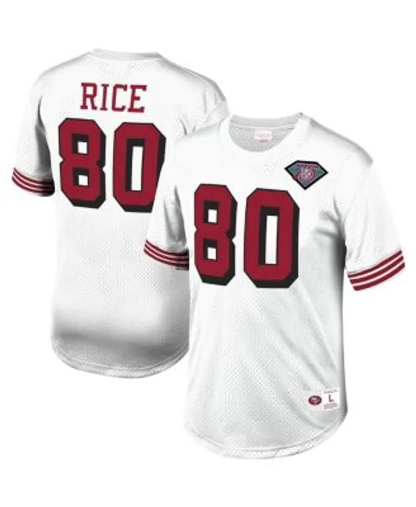 Men's San Francisco 49ers Deion Sanders Mitchell & Ness White Retired  Player Name & Number Mesh Crew Neck Top