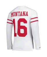 Men's Joe Montana Mitchell & Ness Scarlet San Francisco 49ers Retired  Player Name & Number T-Shirt