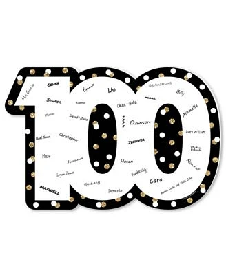 Adult 100th Birthday - Gold Guest Book Sign Guestbook Alternative Signature Mat