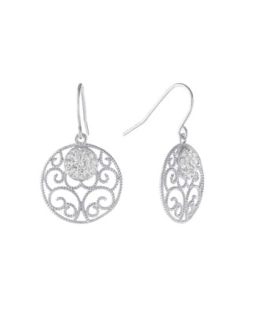 Giani Bernini Crystal Circle Drop Earrings in Sterling Silver