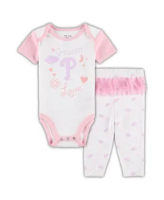 Newborn & Infant White/Pink Chicago Cubs Spreading Love Bodysuit