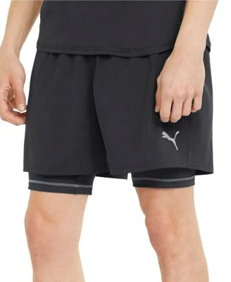 Men's Two-in-One Woven Logo Running Shorts