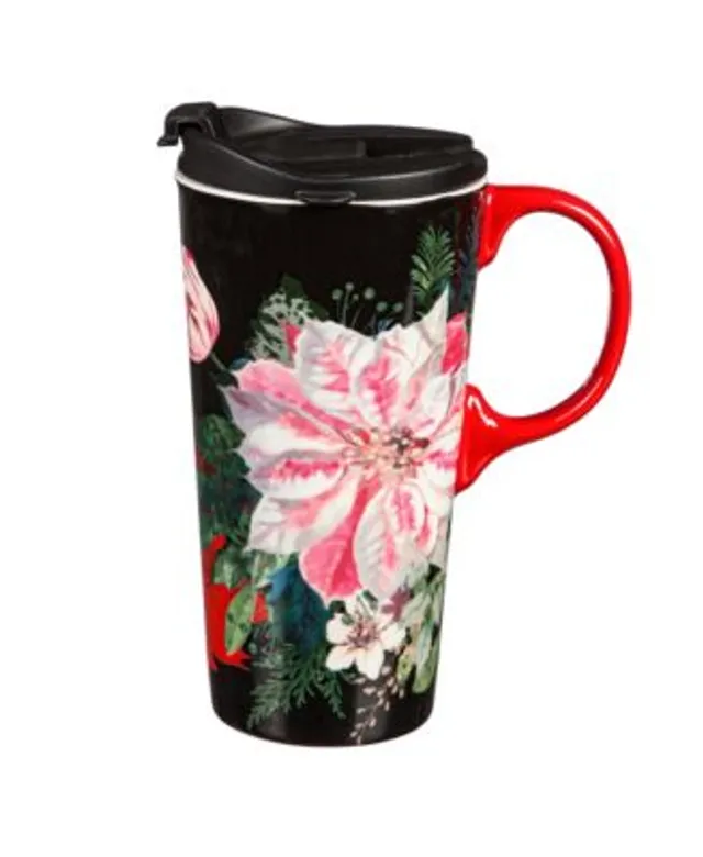 Ello Miri Stainless Steel Travel Mug, Navy Floral - Navy Floral