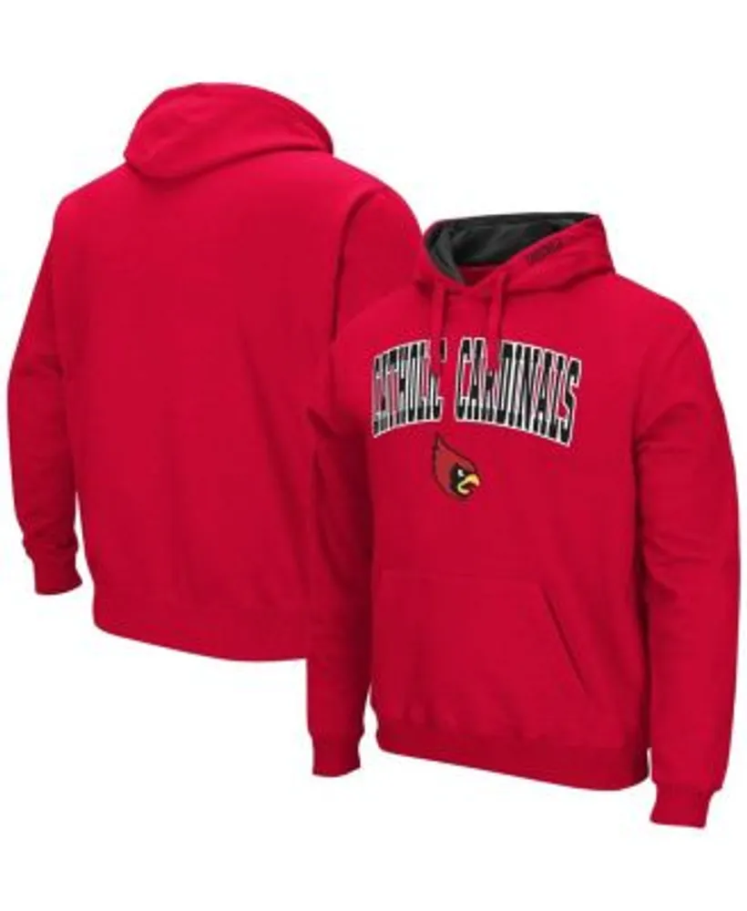 Men's Colosseum Charcoal Louisville Cardinals Arch & Logo Tackle Twill Pullover Sweatshirt