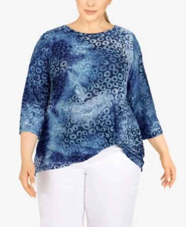 JM Collection Plus Diagonal Chain Jacquard Top, Created for Macy's