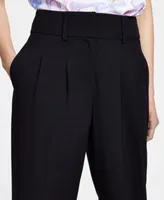 Women's Bi-Stretch Pleated Straight-Leg Ankle Pants, Created for Macy's