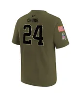 Nike Youth Boys Nick Chubb Olive Cleveland Browns 2022 Salute To Service  Name and Number T-shirt