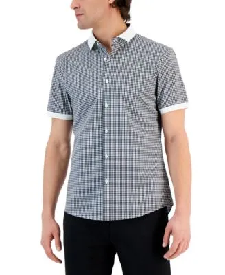 Men's Slim-Fit Short-Sleeve Gingham Shirt