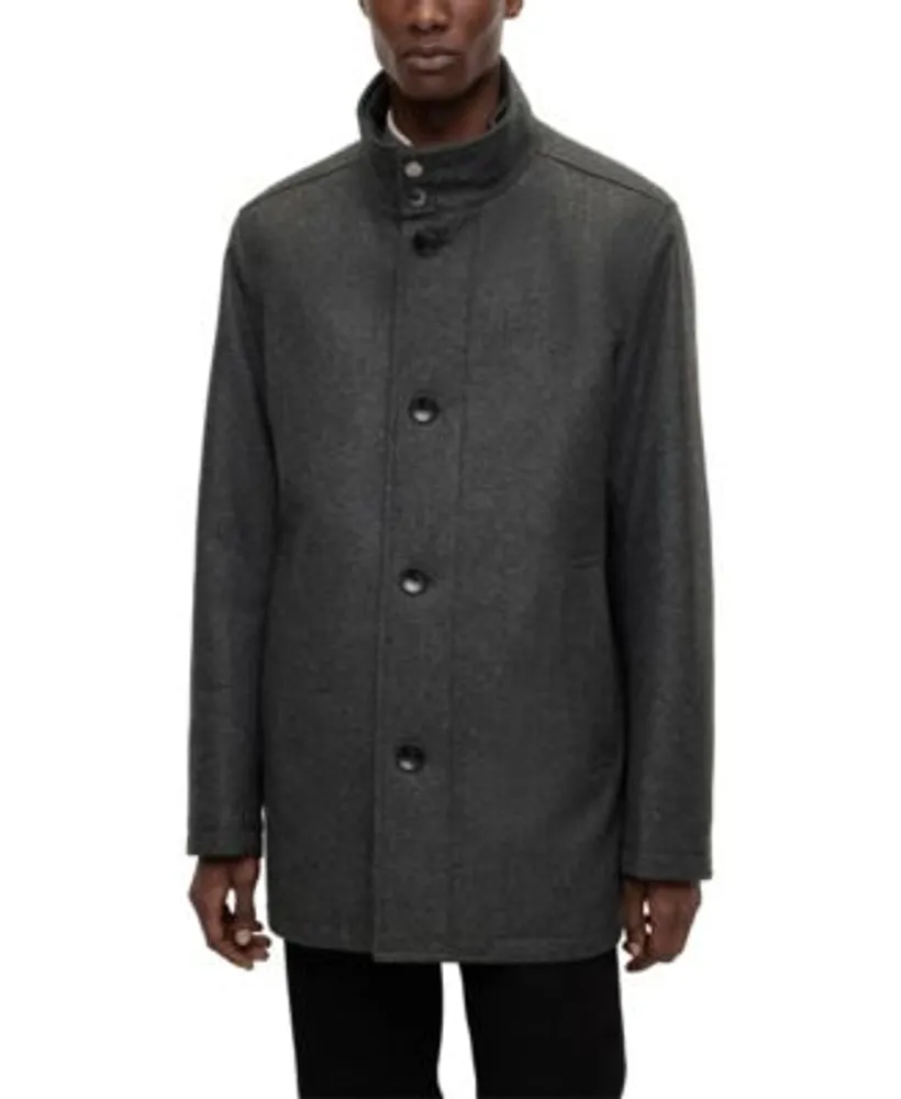 BOSS - Double-breasted, regular-fit coat in a wool blend