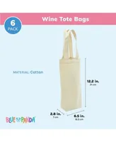 Canvas Wine Carrying Bags with Handles, Bottle Gift Totes (6 Pack)