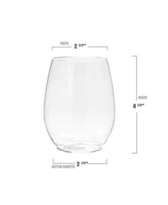 Smarty Had A Party 12 oz. Clear Elegant Stemless Plastic Wine Glasses (64 Glasses)