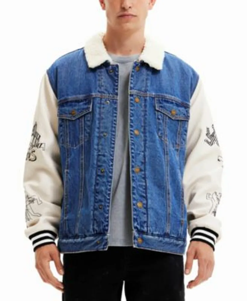 Desigual Men's Relaxed-Fit Denim Jacket With Varsity-Style Sleeves | The  Shops at Willow Bend