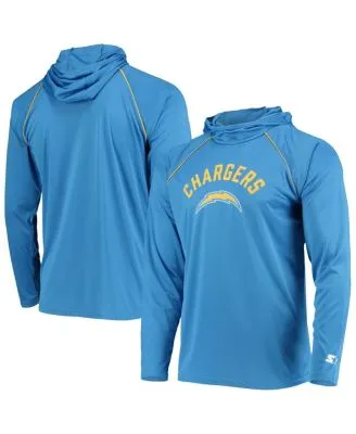 Men's Tommy Hilfiger Powder Blue/Charcoal Los Angeles Chargers Color Block  Full-Zip Hoodie