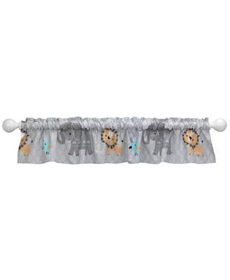 Jungle Fun Gray Safari Elephant and Lion Window Valance