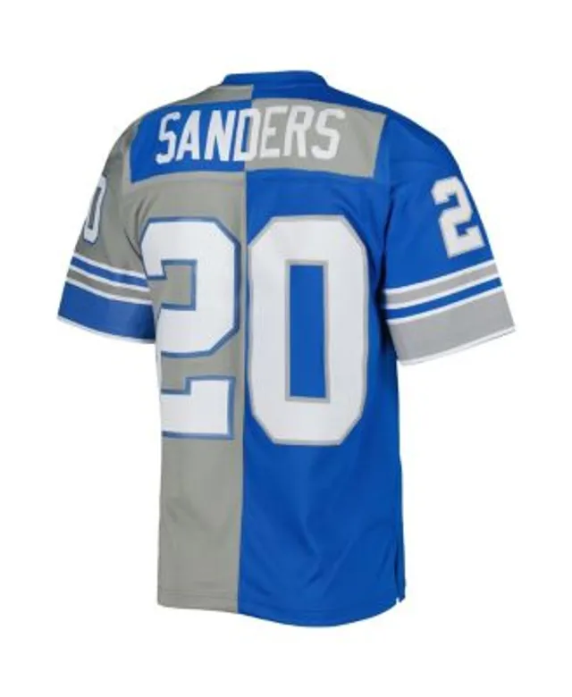 Men's Mitchell & Ness Barry Sanders Blue/Silver Detroit Lions Big & Tall  Split Legacy Retired Player Replica Jersey